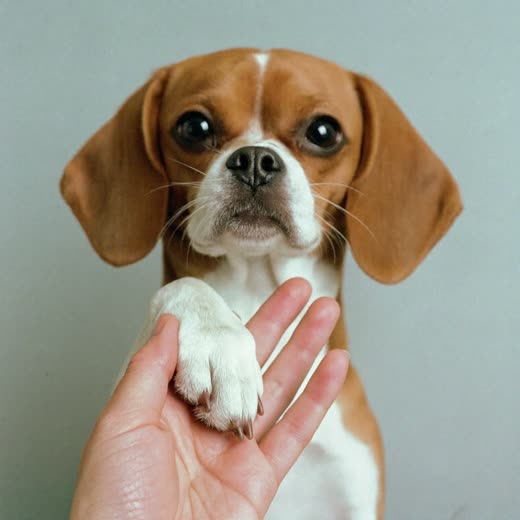 A small dog's paw held gently, nails neatly clipped